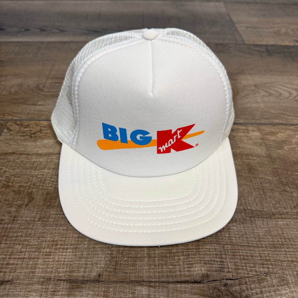 VINTAGE Men's SnapBack Hat Big K Mart Adjustable White Red Blue Gold Logo Cap
